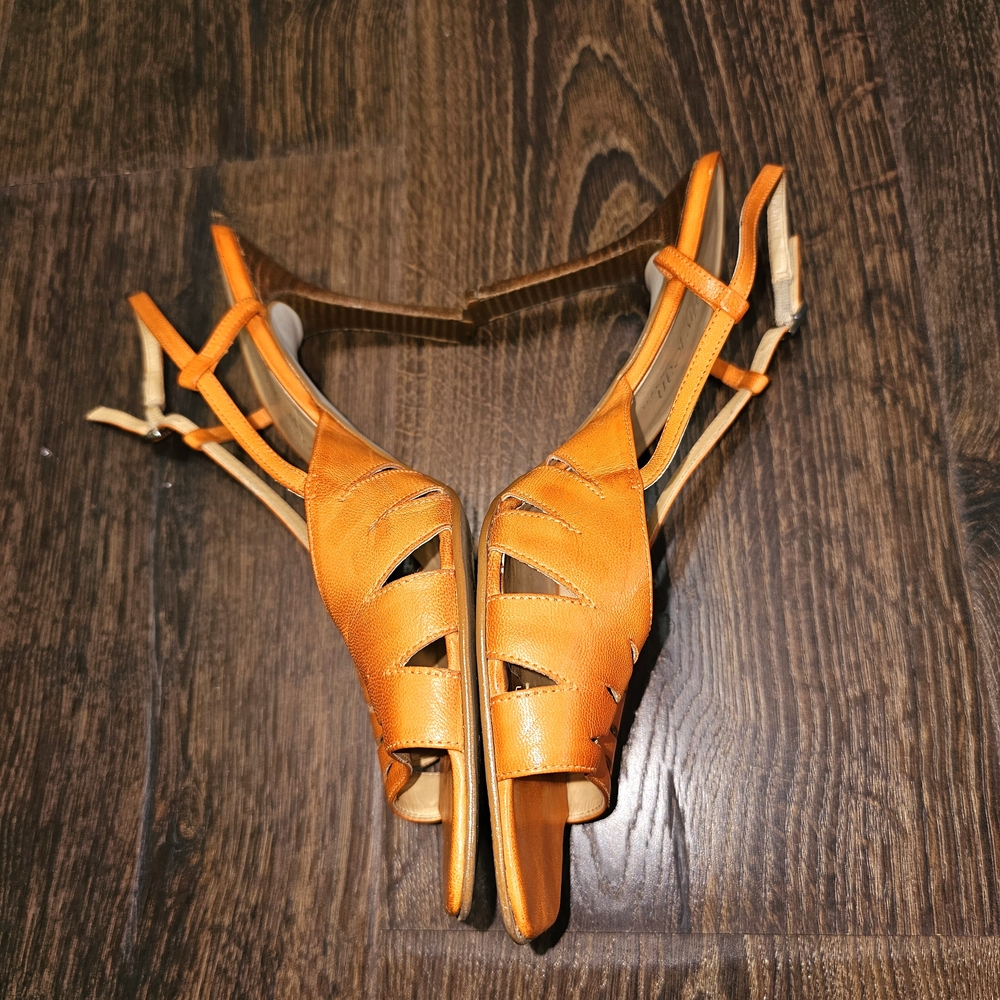 Cathy Jean Brazil Strappy Orange 4" Stilleto Heels Sandal Women's Size 9M - Picture 3 of 7